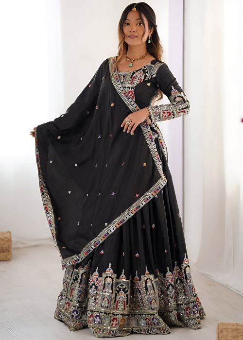 Black Embroidered Lehenga Choli
