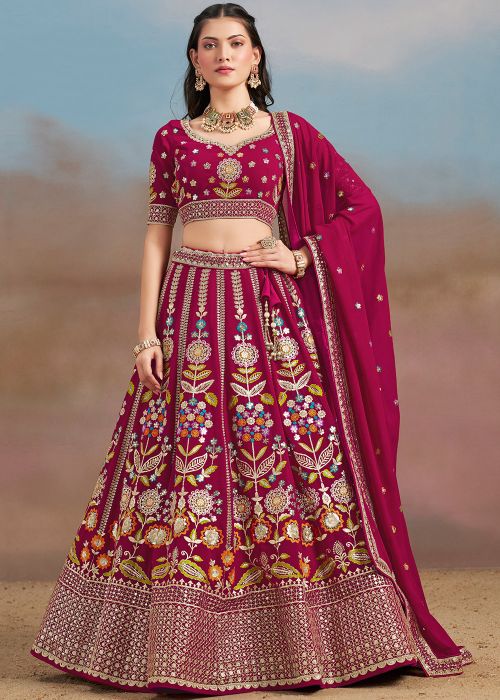 Pink Embroidered Lehenga Choli