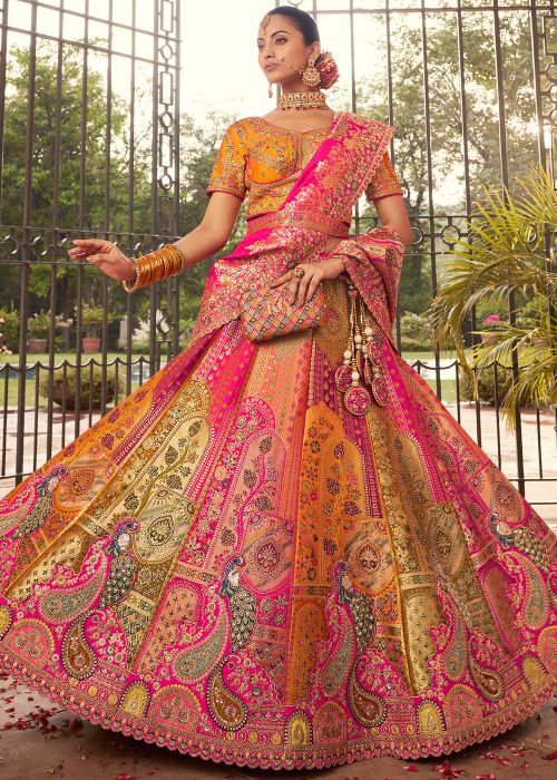 Multicolor Lehenga Choli In Zari Woven Work