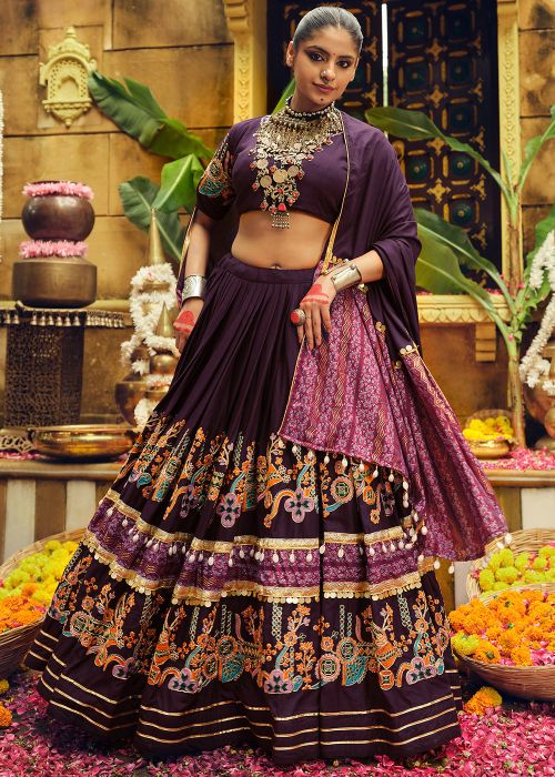 Purple Embroidered Lehenga Choli For Navratri