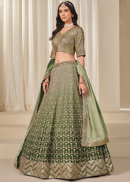 Green Embroidered Lehenga Choli
