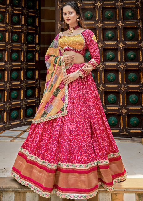 Pink Bandhej Print Lehenga Choli