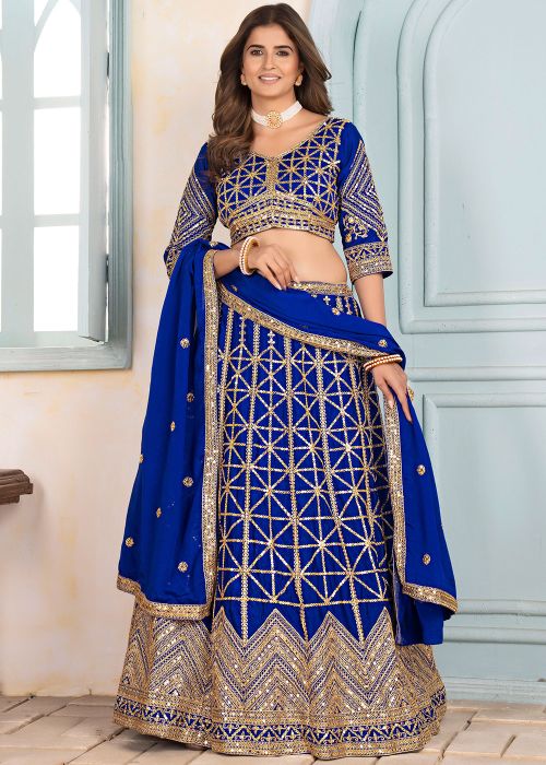 Blue Sequin Embroidered Lehenga Choli