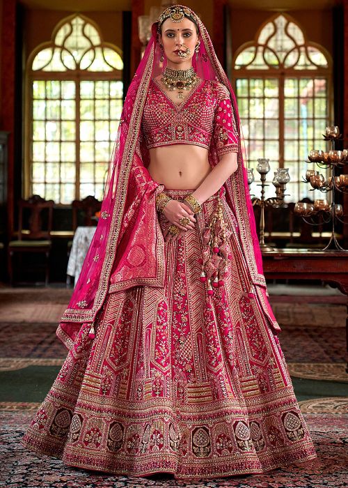 Pink Embrroidered Bridal Lehenga Choli
