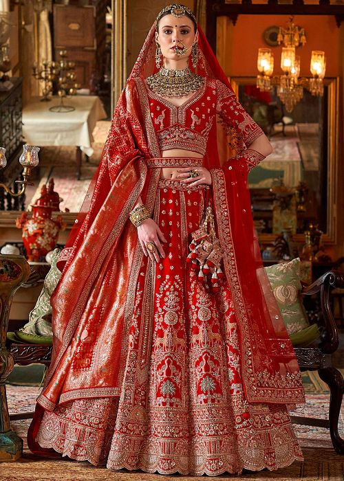 Red Embroidered Bridal Lehenga Choli