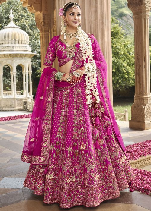 Magenta Silk Bridal Lehenga Choli With Heritage Embroidery