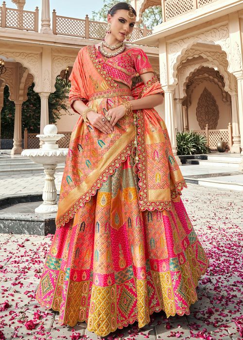 Multicolored Embroidered Lehenga Choli