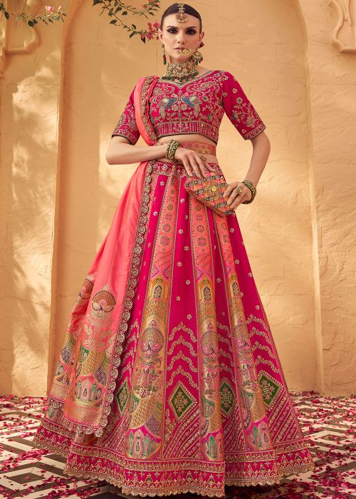 Pink Embroidered Bridal Lehenga Choli