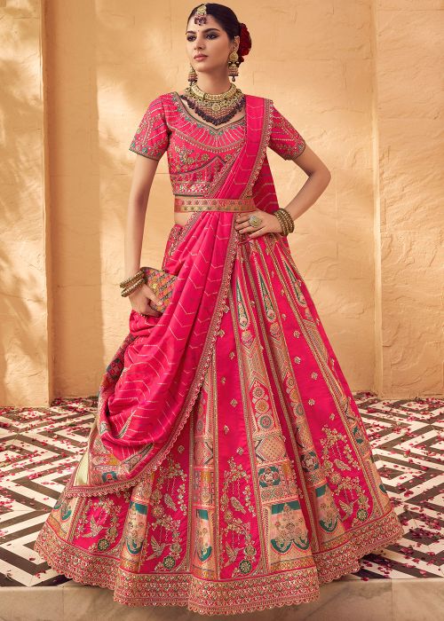 Pink Embroidered Bridal Lehenga Choli