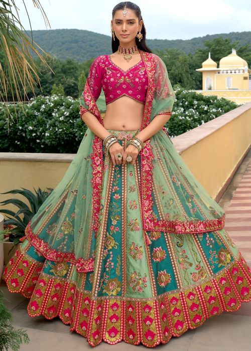 Multicolor Silk Lehenga Choli With Embroidery