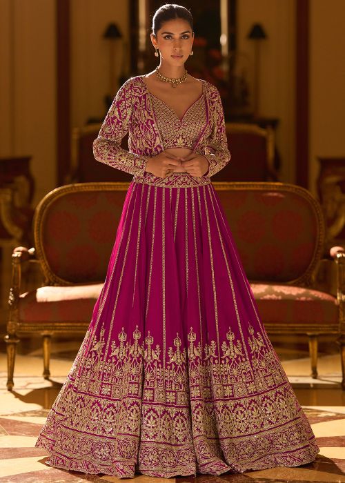 Pink Georgette Lehenga Choli With Zari Work