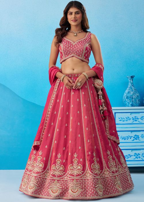 Pink Tissue Lehenga Choli With Regal Embroidery