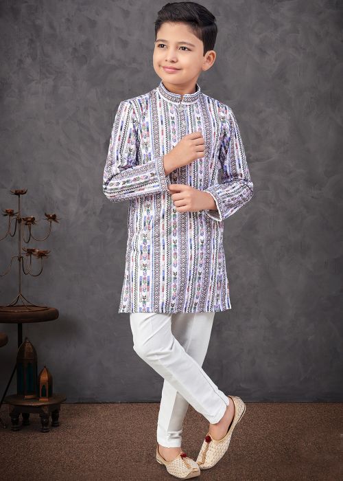 Multicolor Embroidered Kids Kurta Pajama