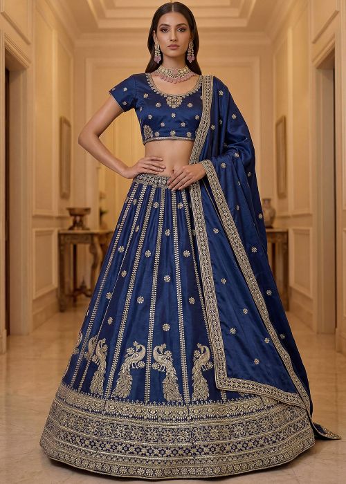 Navy Blue Lehenga Choli With Heritage Embroidery