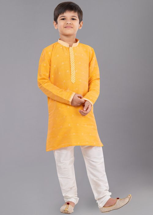 Yellow Woven Kids Readymade Kurta Pajama