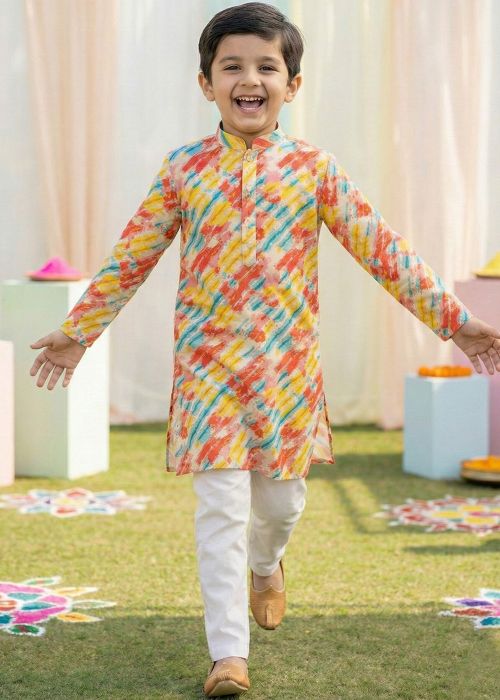 Multicolor Digital Print Cotton Kids Kurta Pant