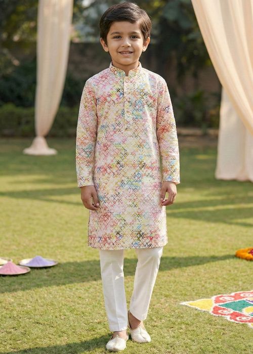 Multicolor Digital Print Cotton Kids Kurta Pant