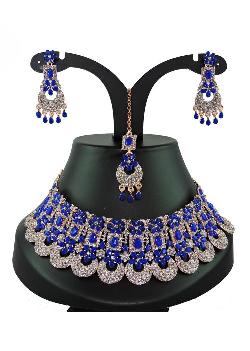 White & Blue Stone Necklace Set