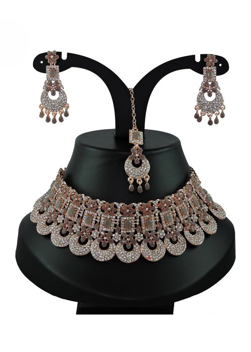 White & Grey Stone Necklace Set
