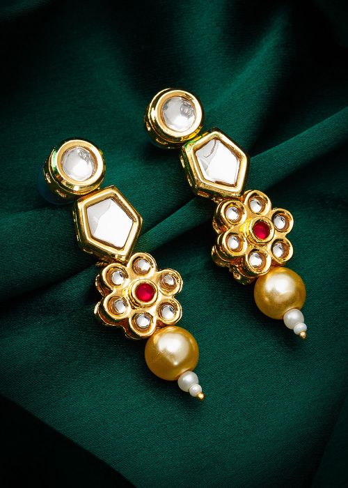 Golden Stone Work Earrings
