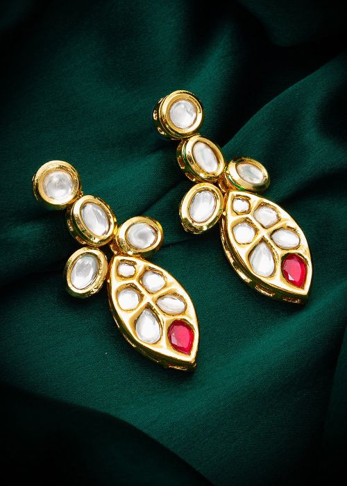 Golden Studded Stone Earrings