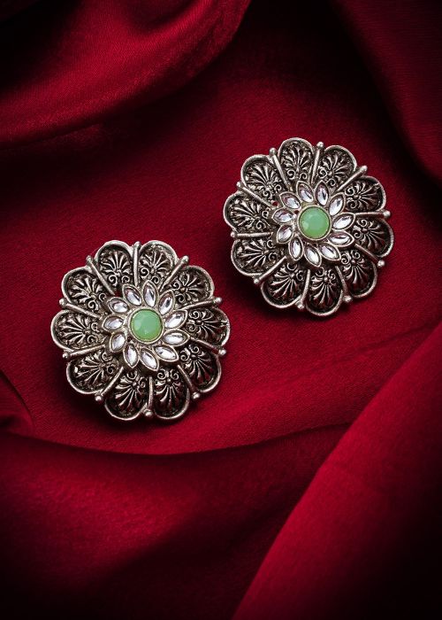 Silver Oxidised Studs