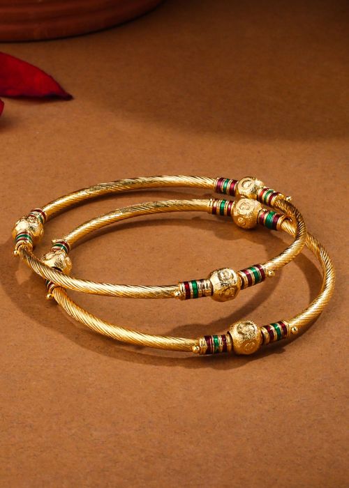 Golden Meenakari Work Bangle Set