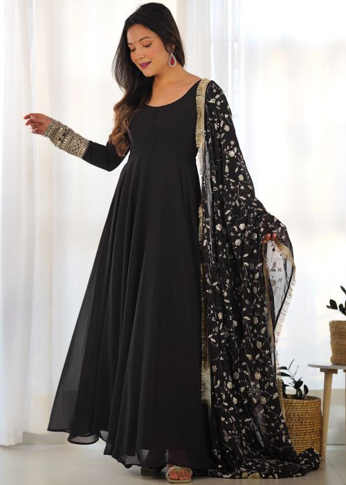 black colour anarkali dress Buy Stylish Black Anarkali Suit Online