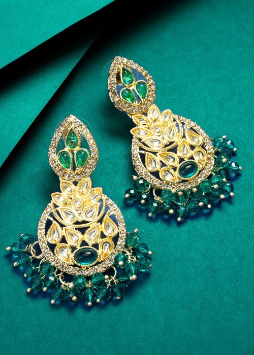 Golden & Blue Stone Work Earrings