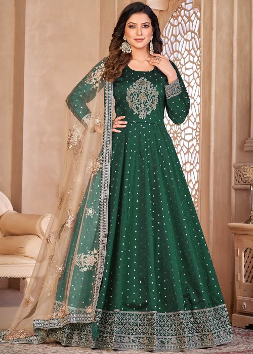 Green Embroidered Anarkali Suit Set