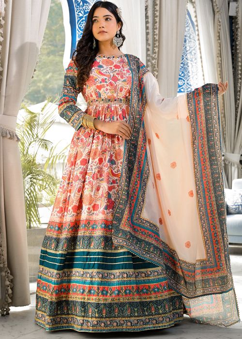 Readymade Multicolored Floral Print Anarkali Suit