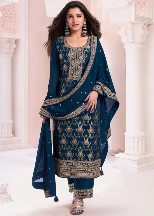 Blue Zari Work Salwar Suit Set