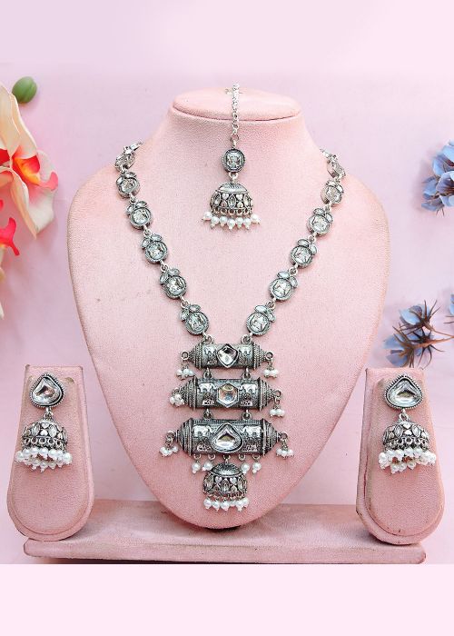 Silver Oxidized Necklace Set