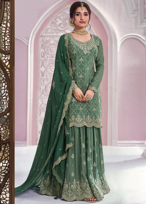 Green Embroidered Salwar Suit Set
