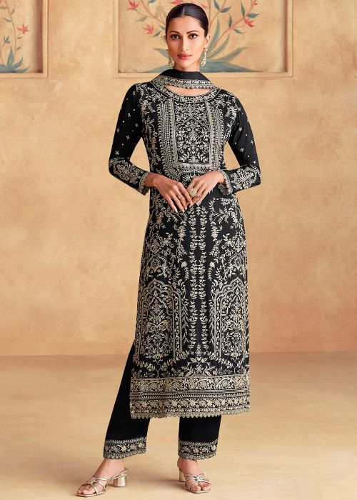 Black Embroidered Salwar Suit Set