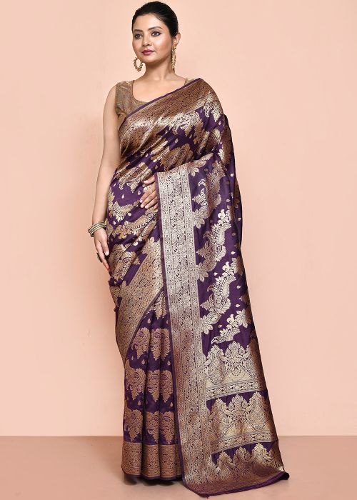 Purple Zari Woven Kanjivaram Silk Saree