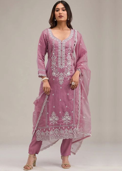 Pink Embroidered Salwar Suit Set