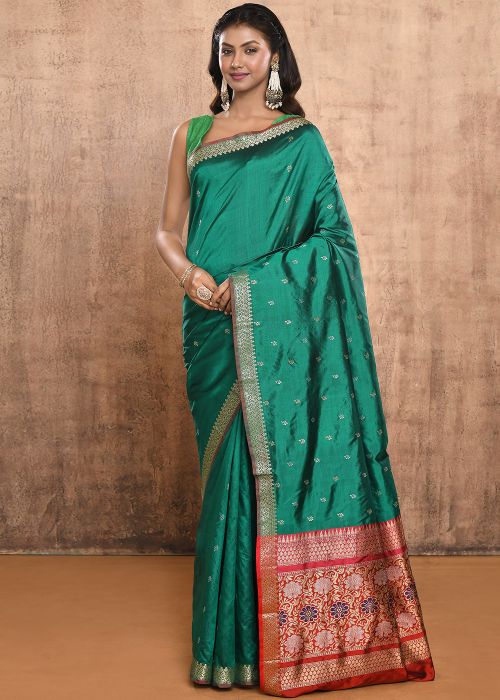 Green Zari Woven Saree In Pure Silk