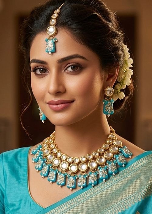 Turquoise Kundan Necklace Set