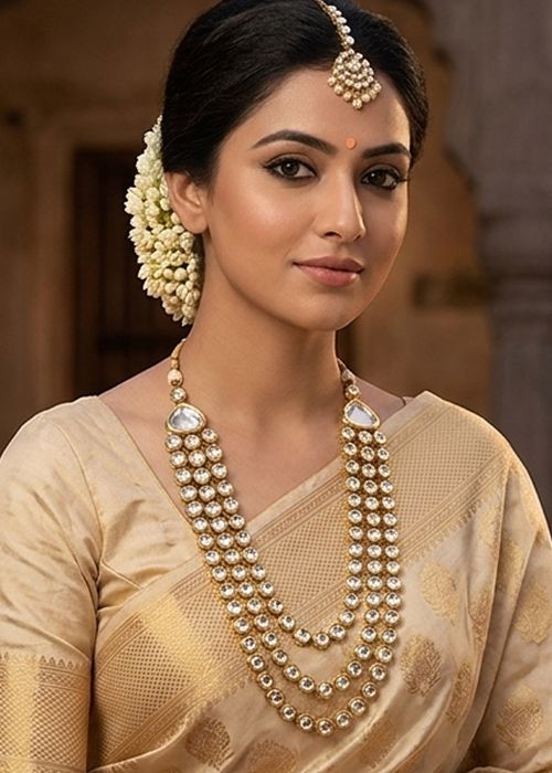 Golden Stone Layered Necklace Set