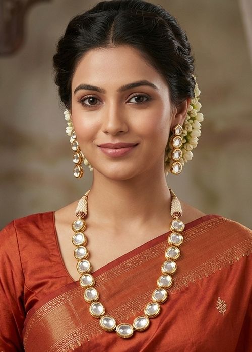 Golden Kundan Long Necklace Set