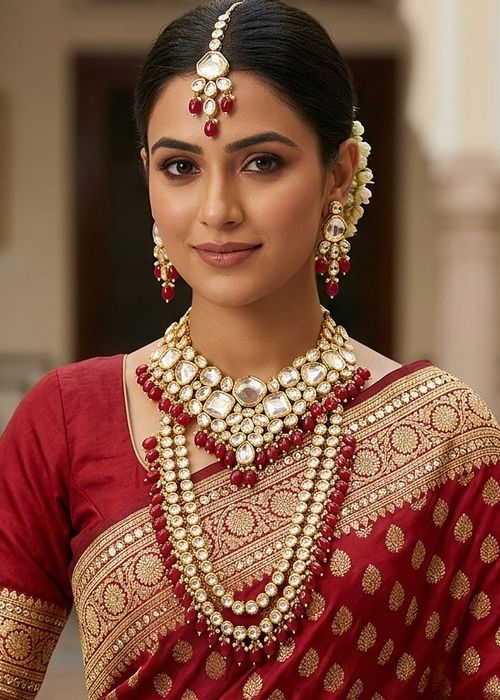Ruby Red Layered Kundan Bridal Set