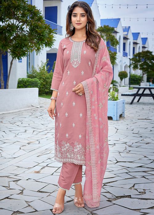 Readymade Mauve Pink Embroidered Pant Suit