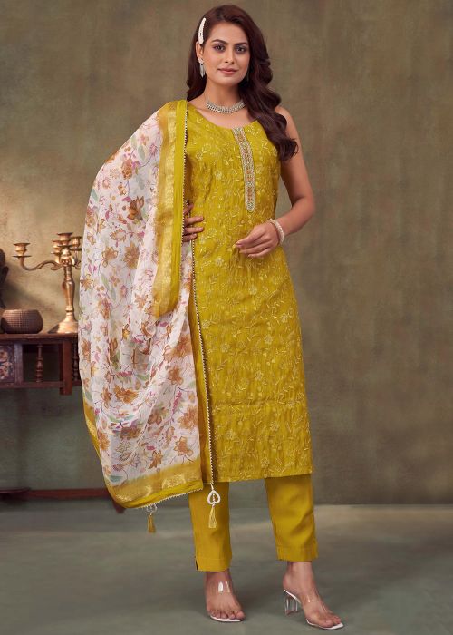 Yellow Embroidered Salwar Suit Set