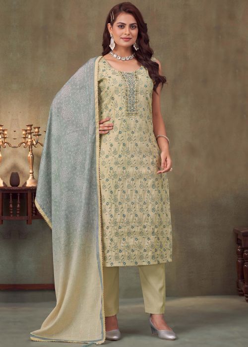 Yellow Embroidered Salwar Suit Set