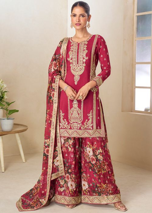 Red Dori Embroidered Salwar Suit Set
