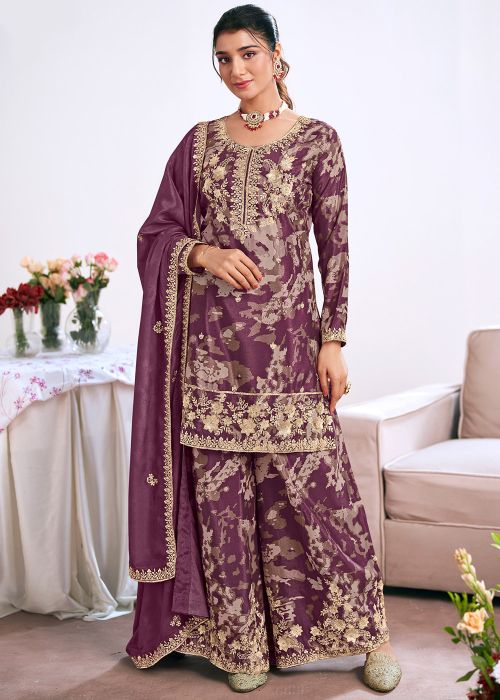 Readymade Purple Printed Palazzo Suit