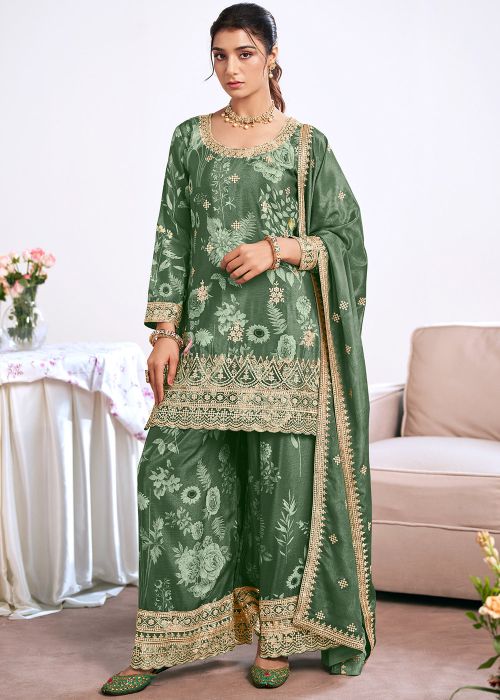 Readymade Green Floral Print Palazzo Suit