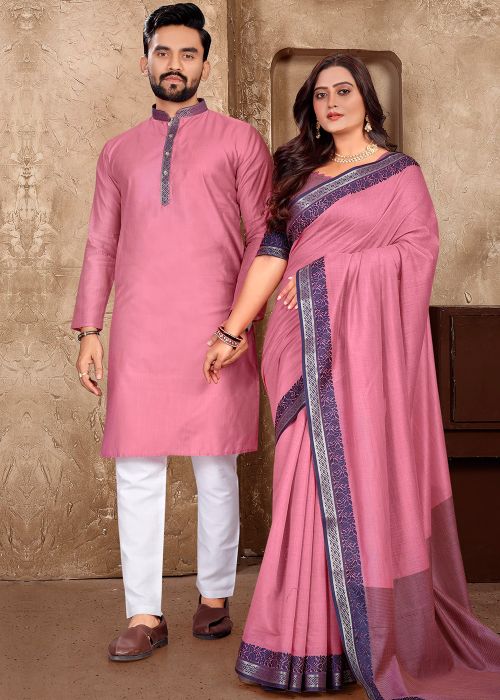 Readymade Pink Woven Couple Set
