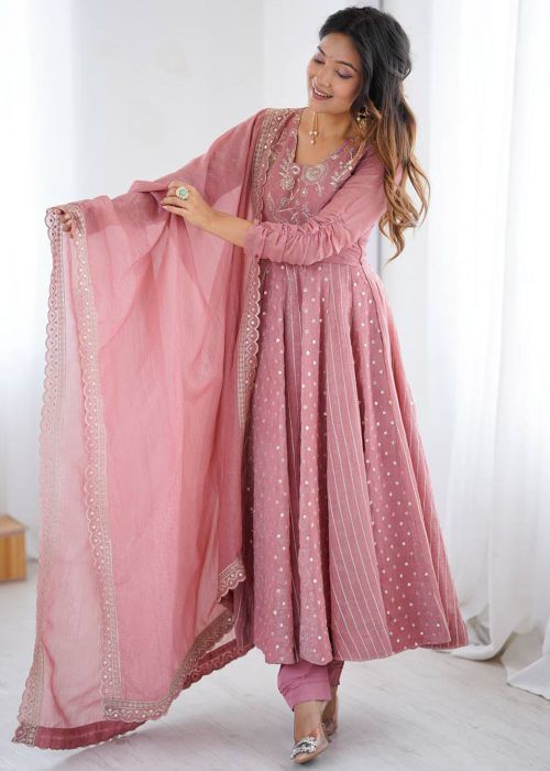dark pink anarkali dress Dark Pink Georgette Anarkali Suit Engagement Dresses For Women